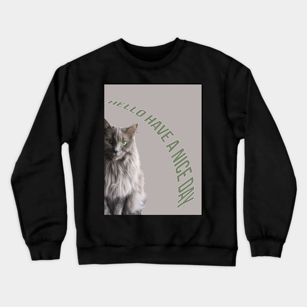 Gray cat with green eyes Crewneck Sweatshirt by PandLCreations